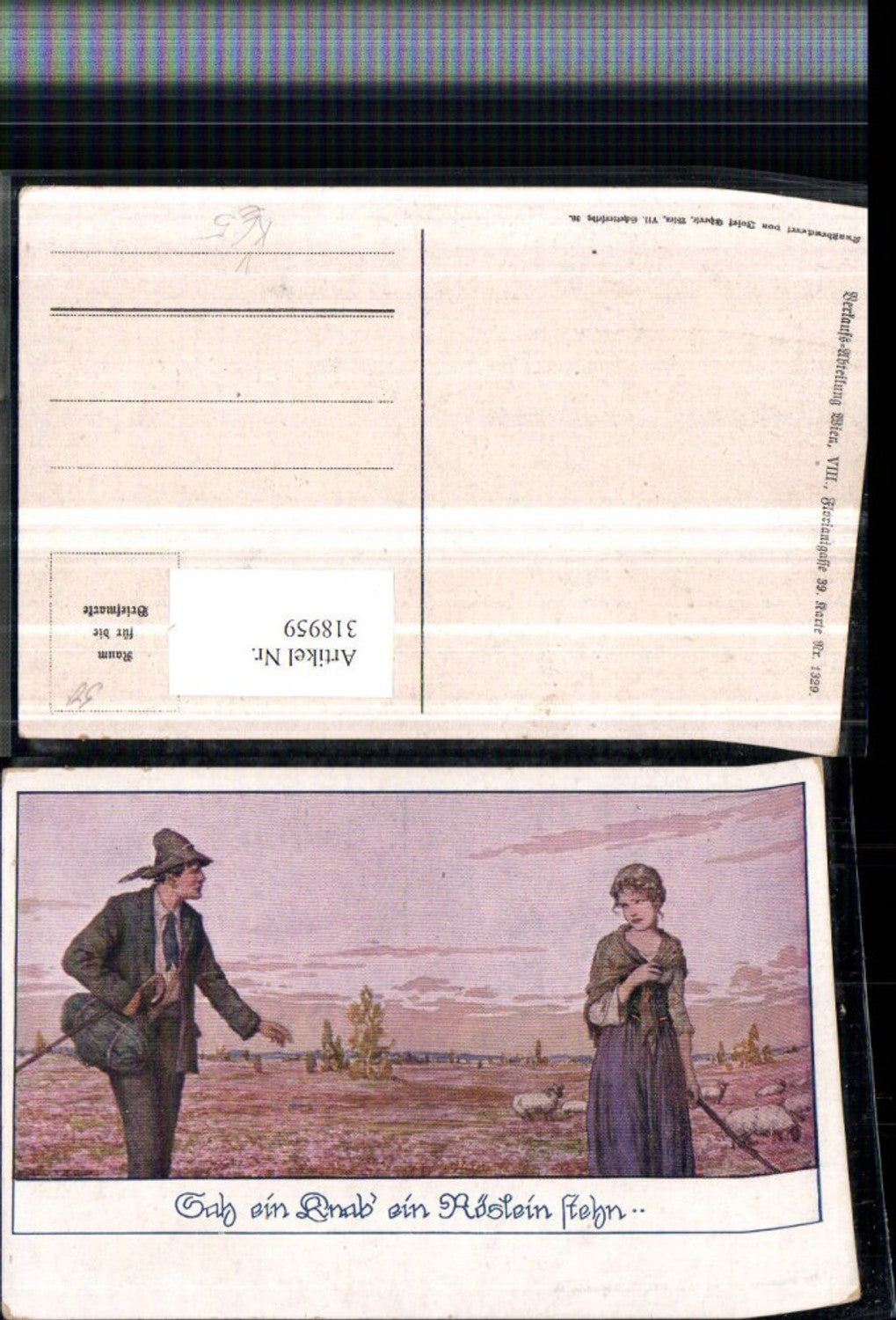 318959,Deutscher Schulverein 1329 Künstler E. Kutzer Sah ein Knab ein Röslein stehn Landschaft