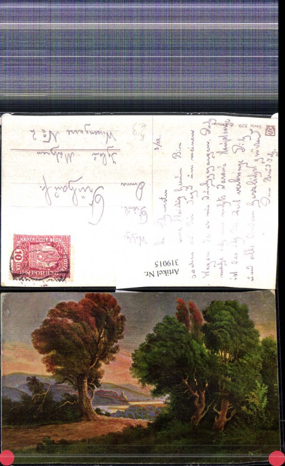 319015,Künstler Ak Bäume Landschaft