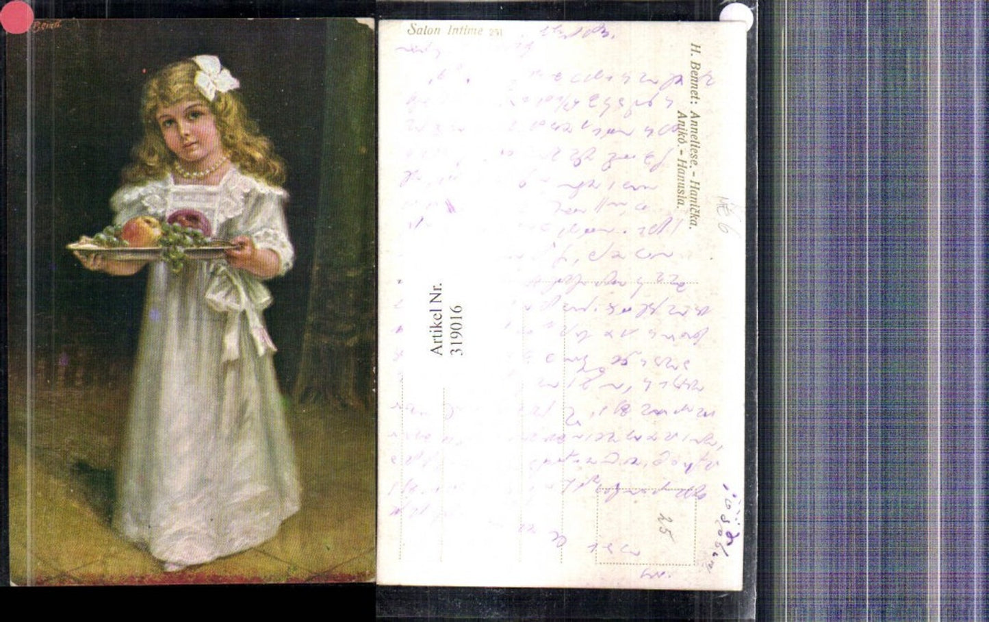 319016,Künstler Ak H. Bennet Anneliese Aniko Mädchen Tablett Obst
