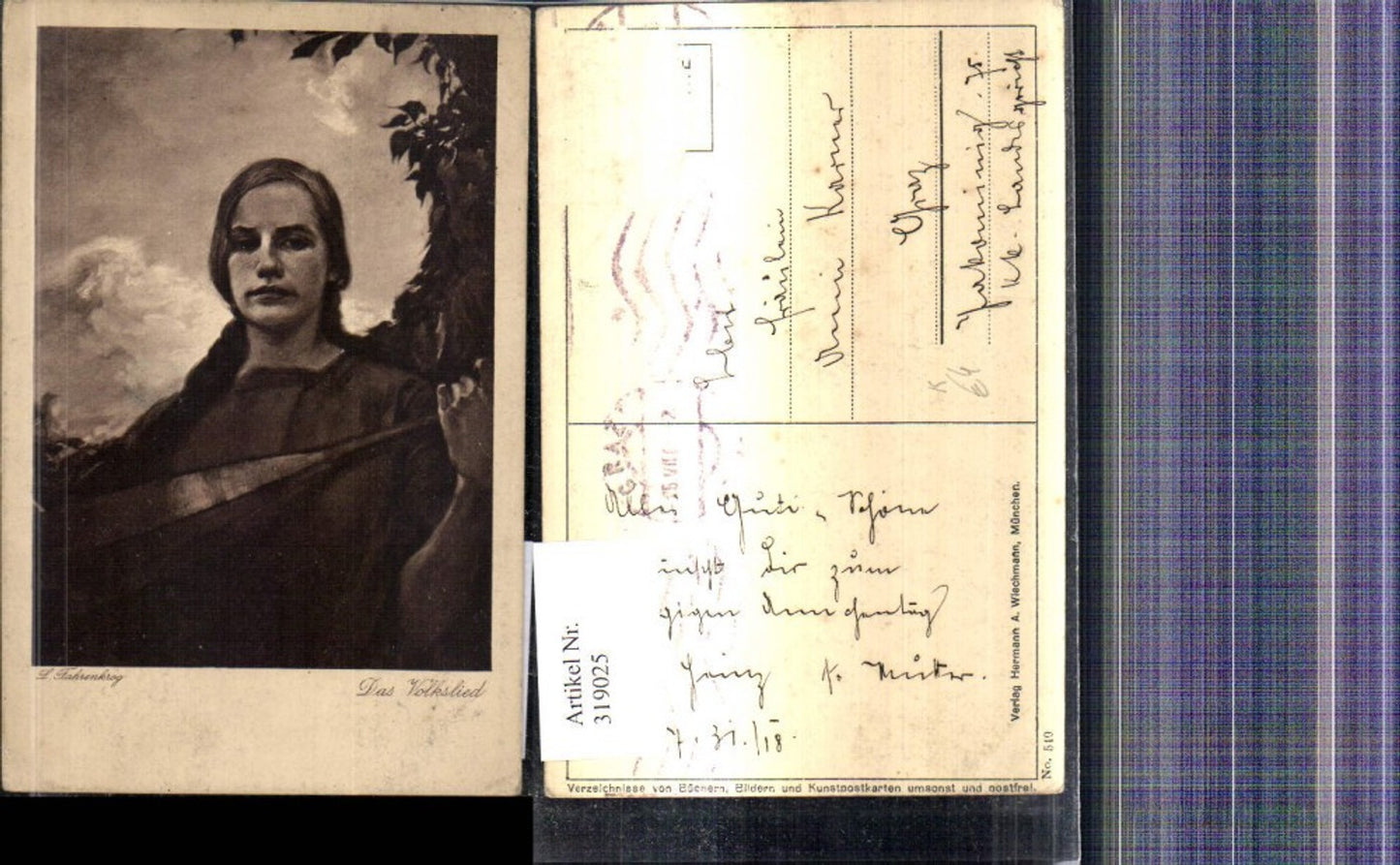 319025,Künstler Ak L. Fahrenkrog Das Volkslied Frau Kriegsbild