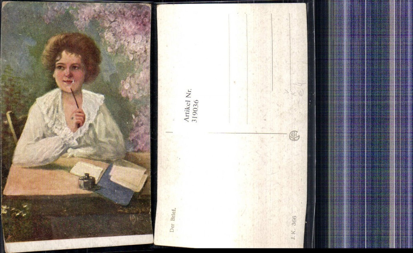 319036,Künstler Ak Der Brief Frau Tintenfass Papier Feder pub Kilophot J. K. 366