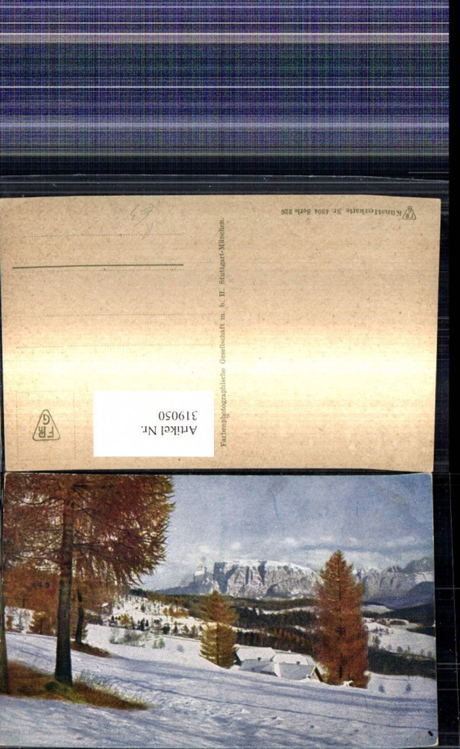 319050,Künstler Ak Bäume Häuser Winterlandschaft v. Bergkulisse