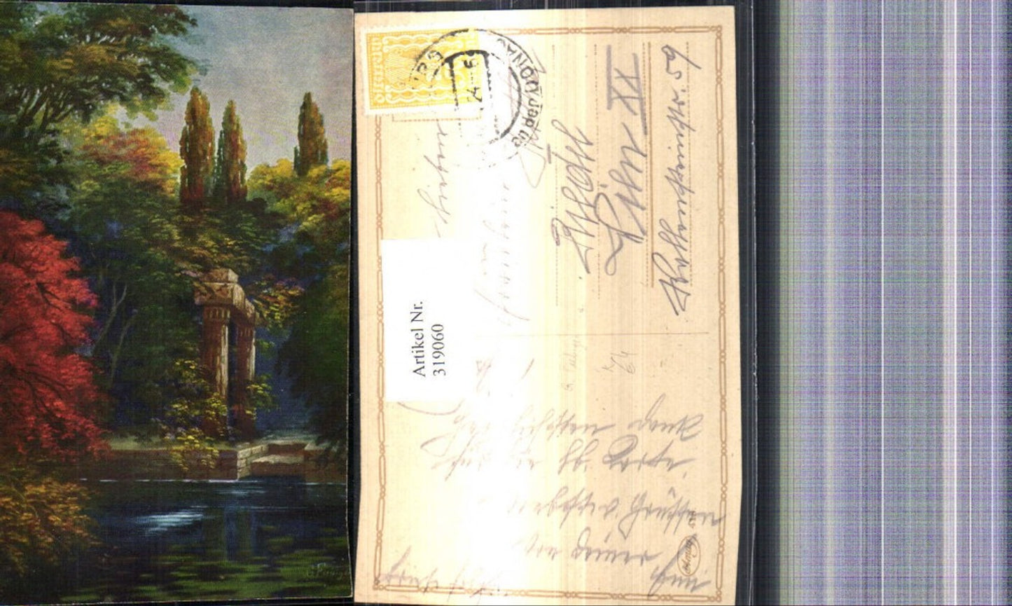 319060,Künstler Ak G. Fiebiger Tempel See Landschaft
