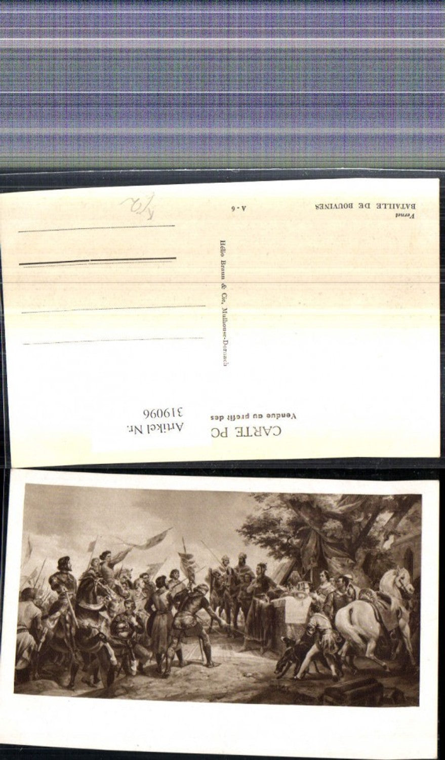 319096,Künstler Ak Vernet Bataille de Bouvines Ritter Krieger Pferde