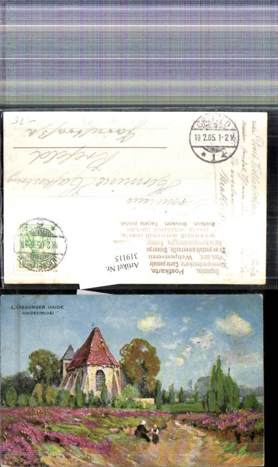 319115,Künstler Ak Georg Meinzolt Lüneburger Heide Haidekirche Kirche Landschaft