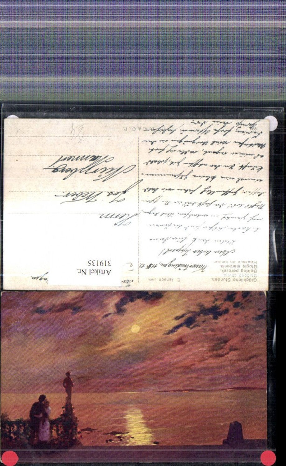 319135,Künstler Ak E. Jansen Glückliche Stunden Paar Liebe Umarmung Ufer Sonnenuntergang
