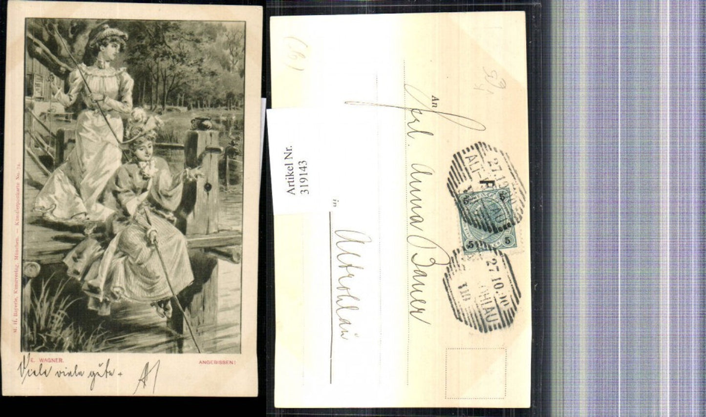 319143, Artist Ak E. Wagner Bites Women Fishing Pier pub MH Bayerle 74