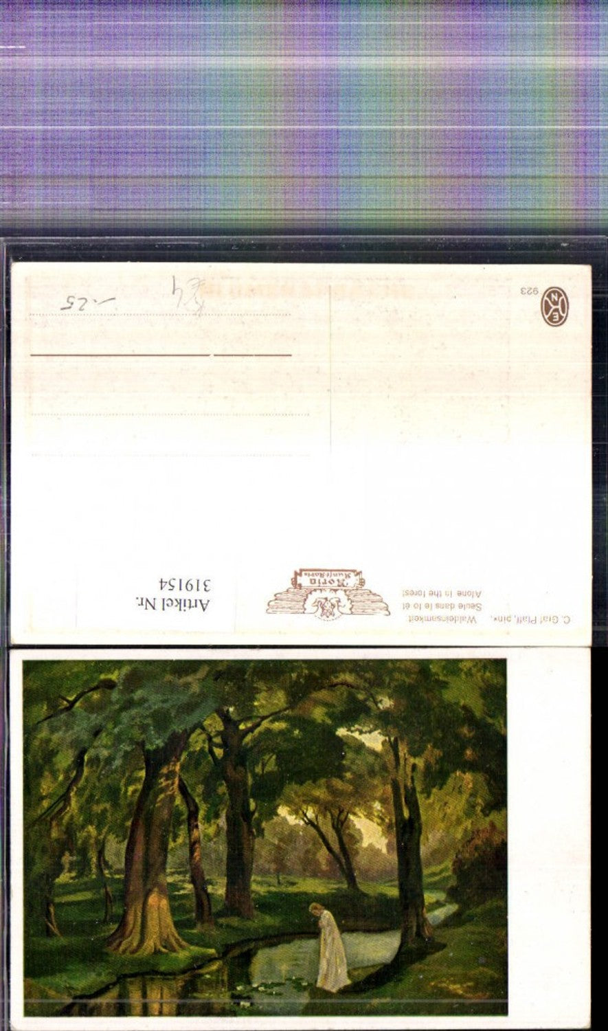 319154,Künstler Ak C. Graf Pfaff Waldeinsamkeit Frau Fluss Waldlandschaft Landschaft