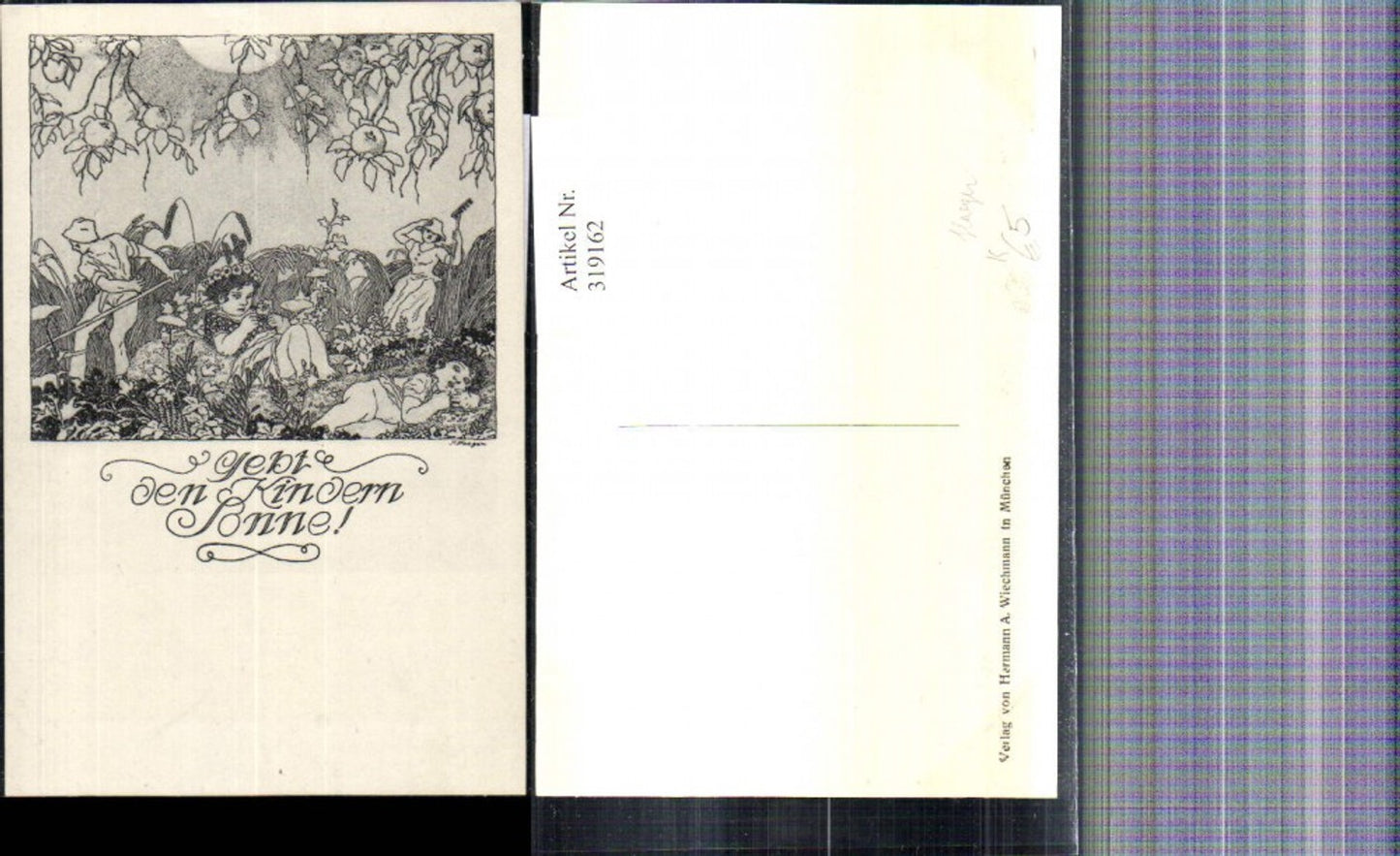 319162,Künstler Ak F. Staeger Bauern Kinder Getreidefeld Wiese Blumen Sonne Spruch