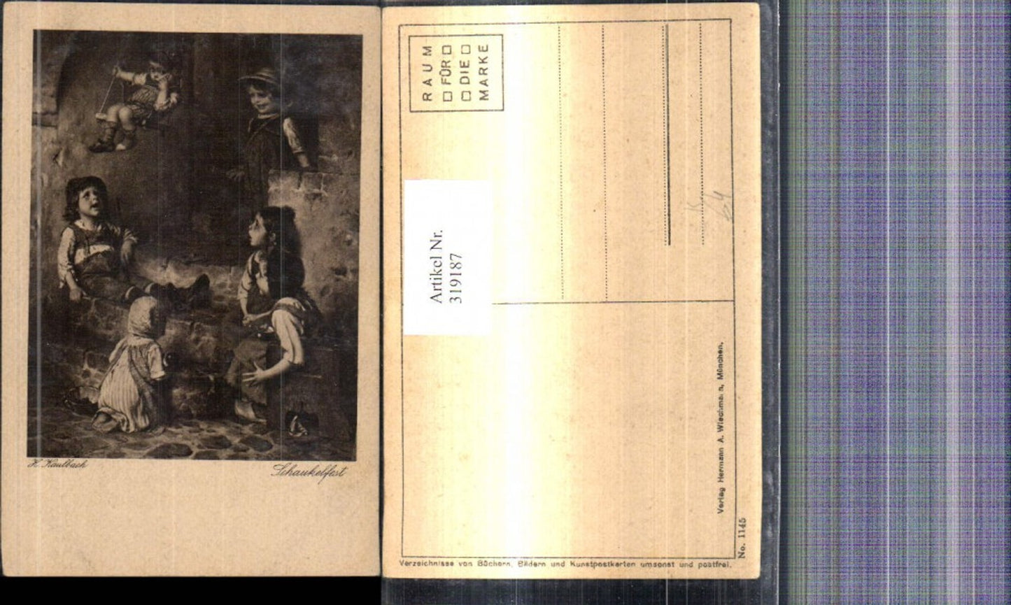 319187,Künstler Ak H. Kaulbach Schaukelfest Kinder Schaukel