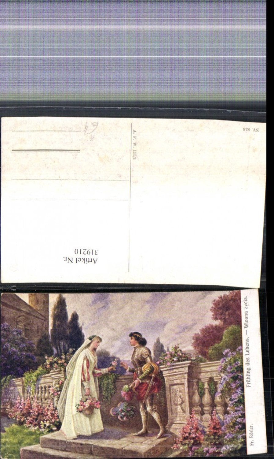 319210,Künstler Ak Fr. Rösler Frühling d. Lebens Paar Liebe Blumen Garten
