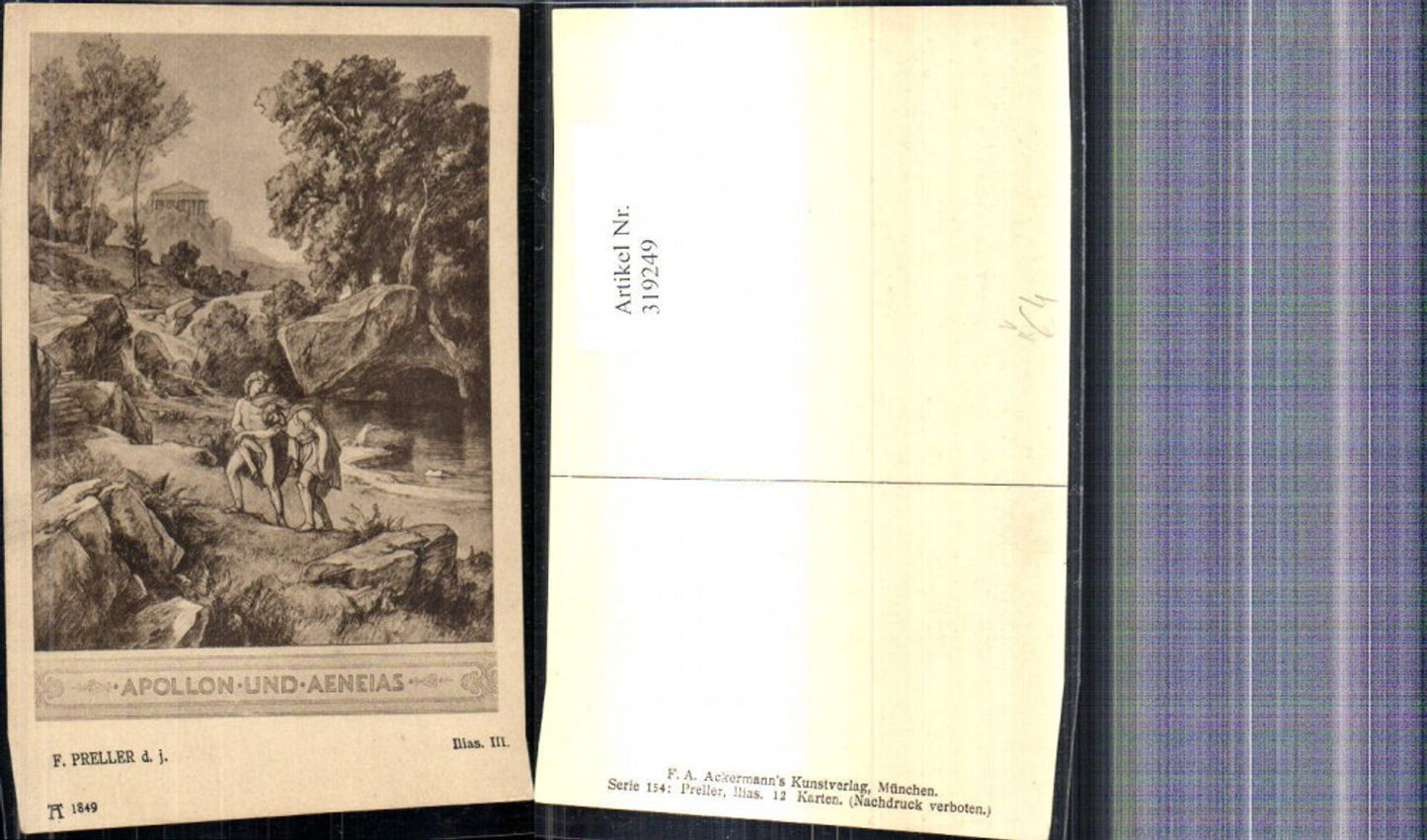 319249,Künstler Ak F. Preller Ilias III Apollon u. Aeneias pub F. A. Ackermann 1849