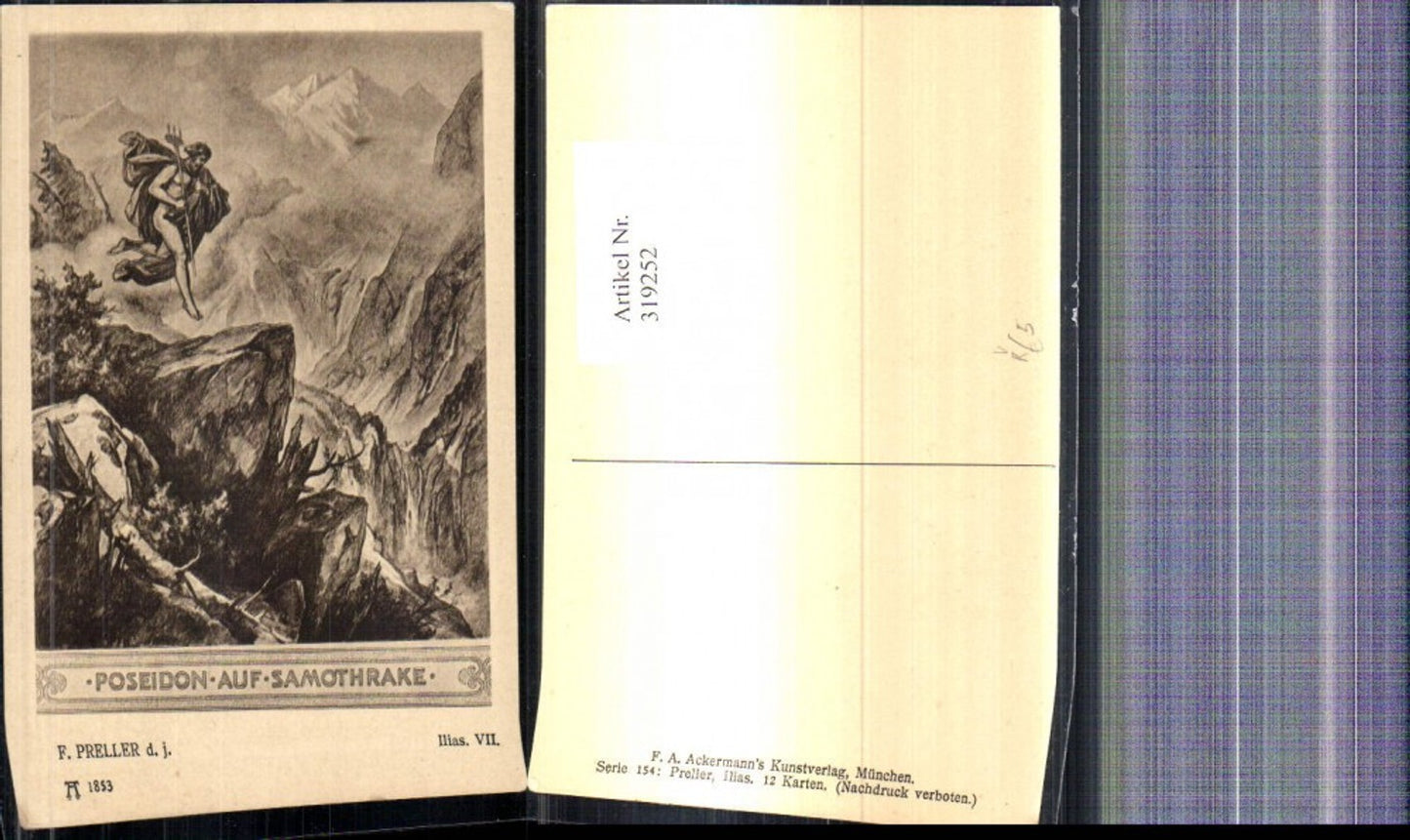 319252,Künstler Ak F. Preller Ilias VII Poseidon auf Samothrake pub F. A. Ackermann 1853