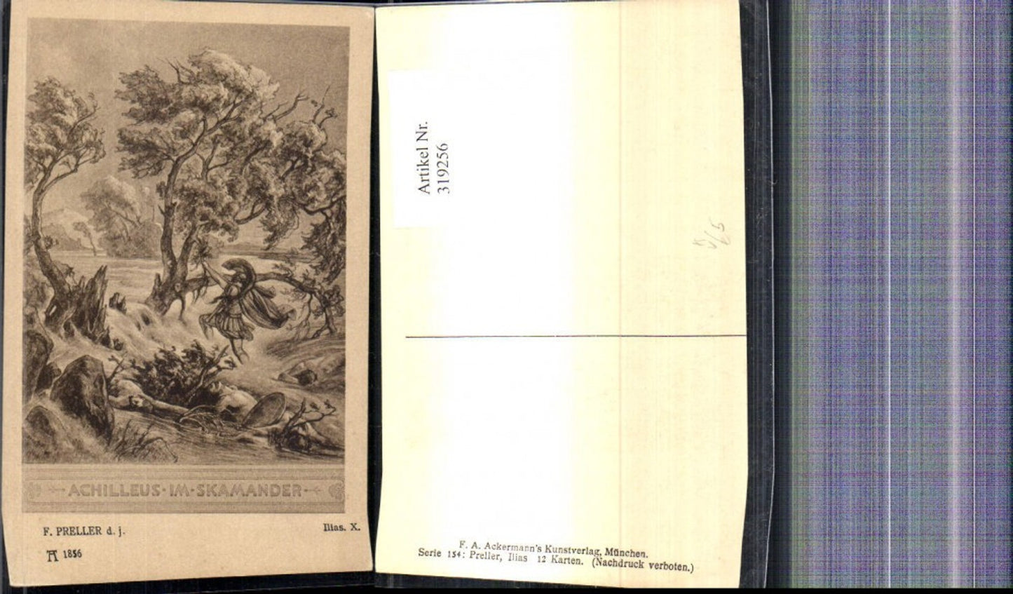 319256,Künstler Ak F. Preller Ilias X Achilleus im Skamander pub F. A. Ackermann 1856