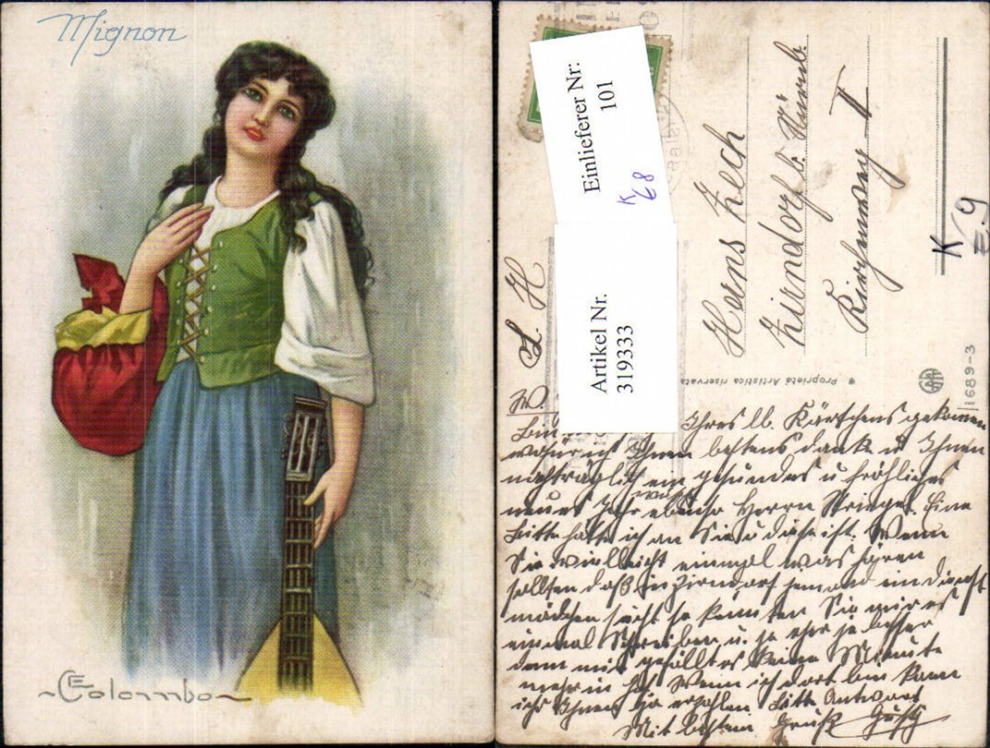319333, Artist Ak E. Colombo Mrs. Mignon Mandolin