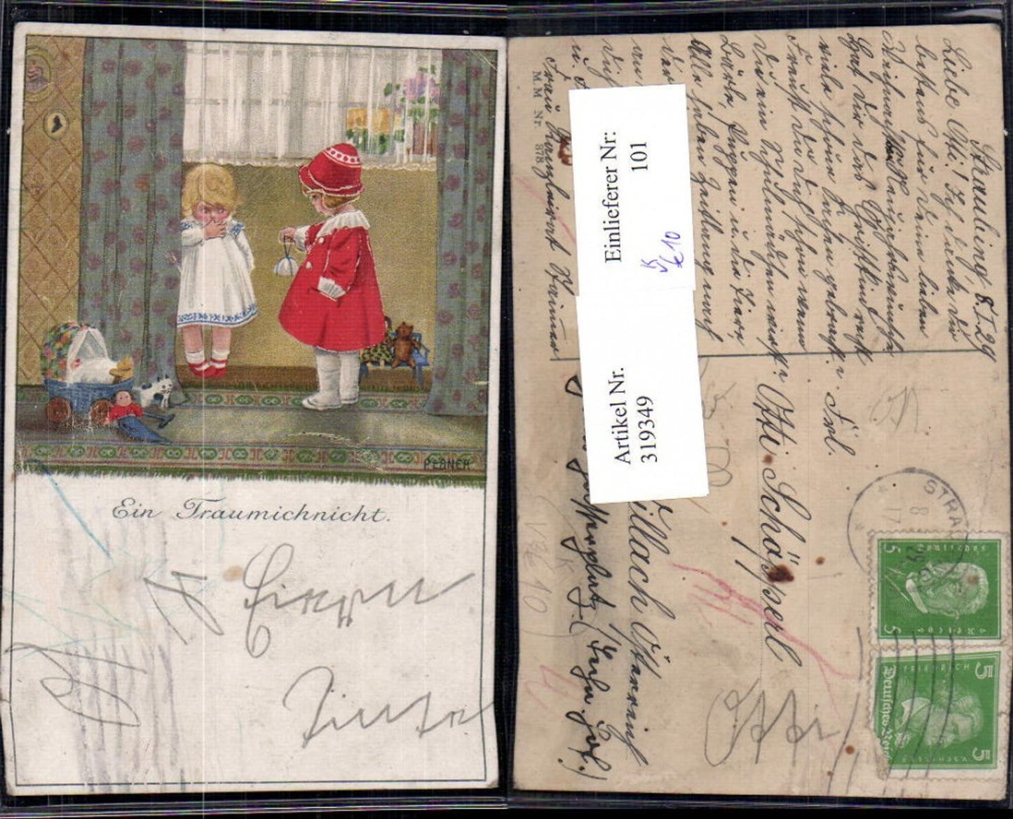 319349,Künstler Ak Pauli Ebner Kinder Spielzeug Puppen Teddy Puppenwagen Spruch pub M. Munk 878