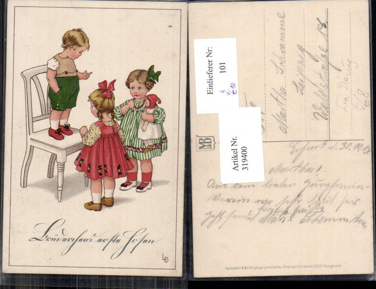 319400,Künstler Ak Lia Döring Kinder Stuhl Puppe Spielzeug pub Meissner & Buch 2299