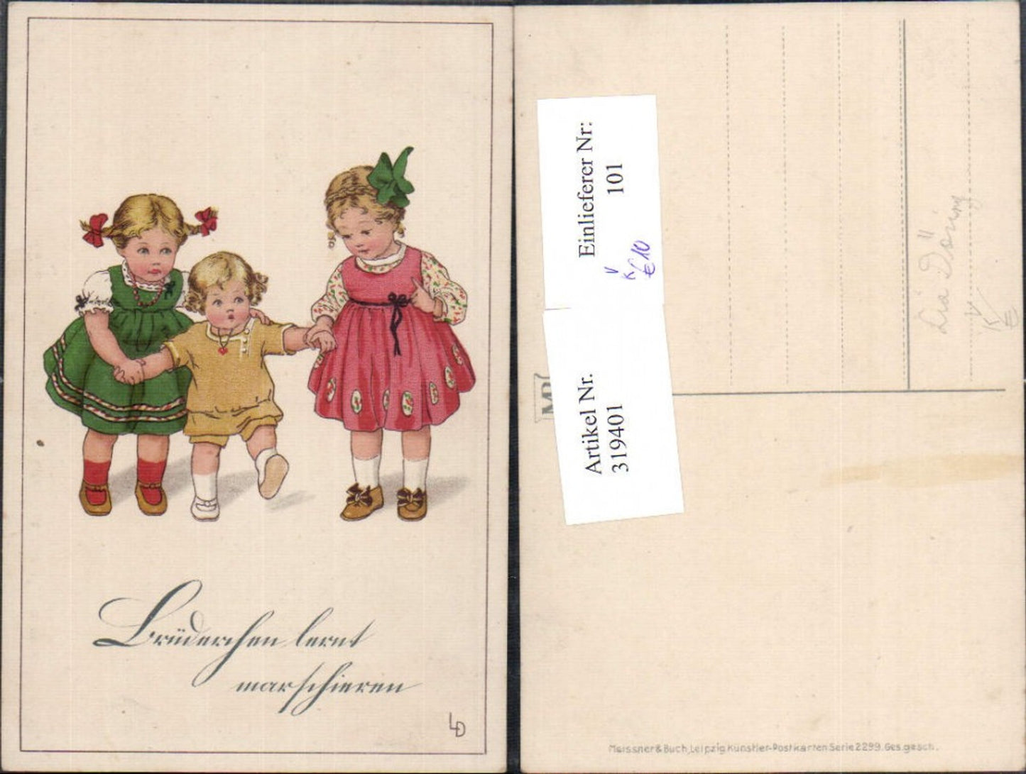 319401,Künstler Ak Lia Döring Kinder Spruch pub Meissner & Buch 2299