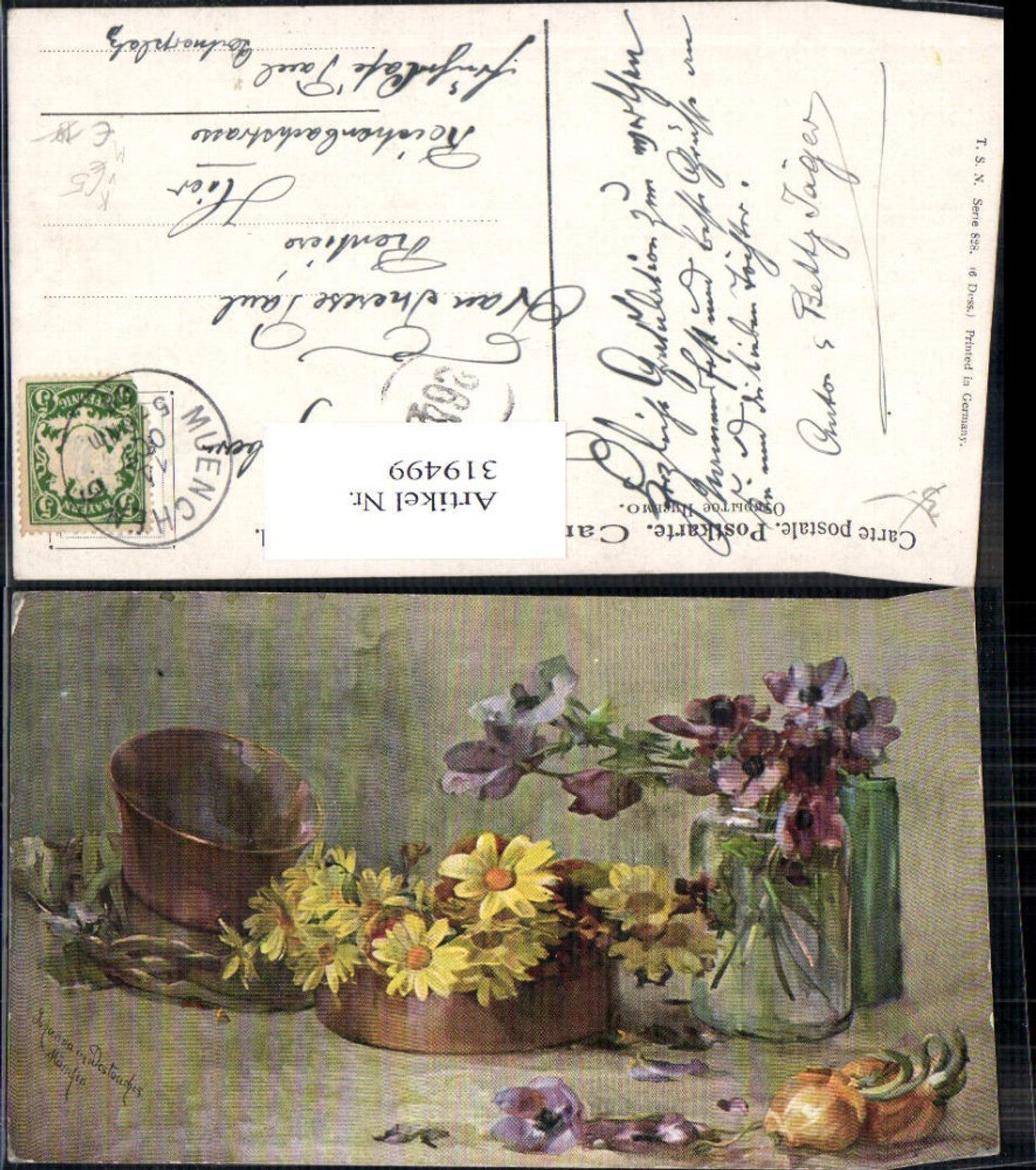 319499,Theo Stroefer Stillleben Johanna v. Destouches Blumen Topf Glas Zwiebel