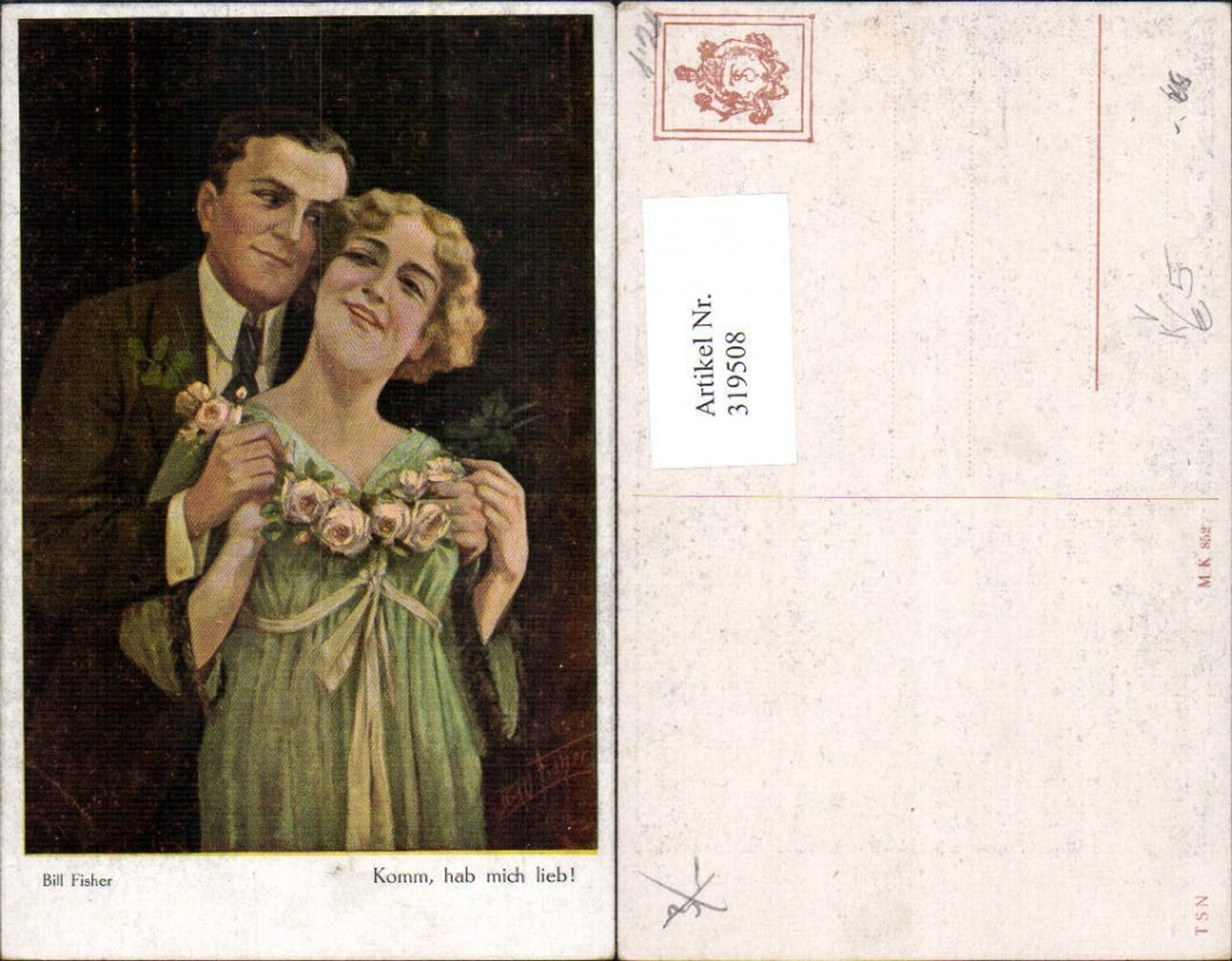 319508, Theo Stroefer Munich Art 852 Bill Fisher Come love me Couple Embrace Love