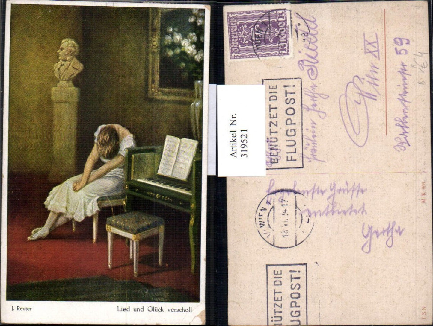 319521,Theo Stroefer Münchner Kunst 861 J. Reuter Lied u. Glück verscholl Frau Klavier