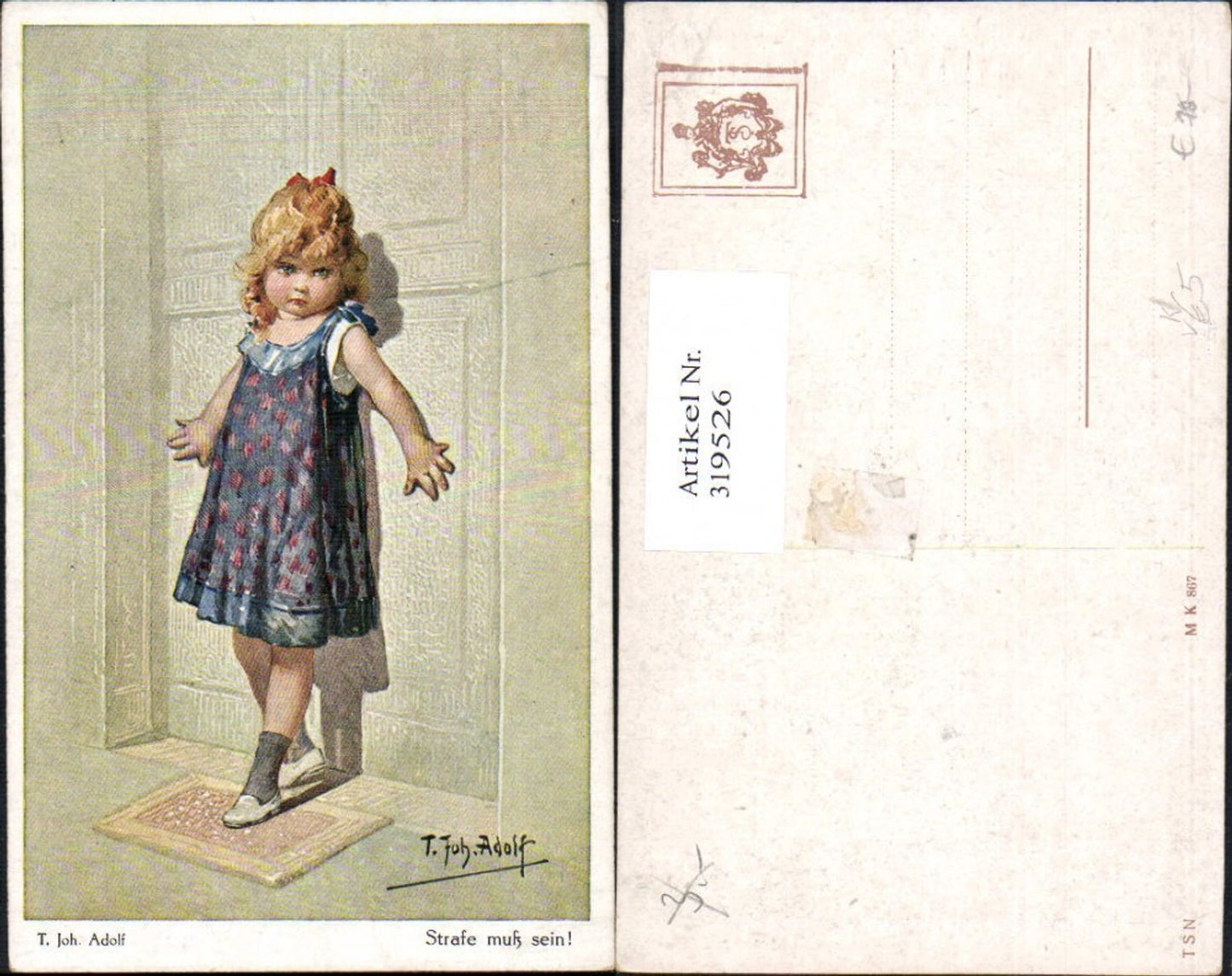319526,Theo Stroefer Münchner Kunst 867 T. Joh. Adolf Strafe muß sein Mädchen steht b. Tür