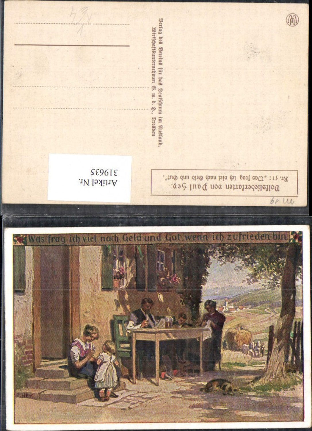 319635,Künstler Ak Paul Hey Volksliederkarte 51 VDA
