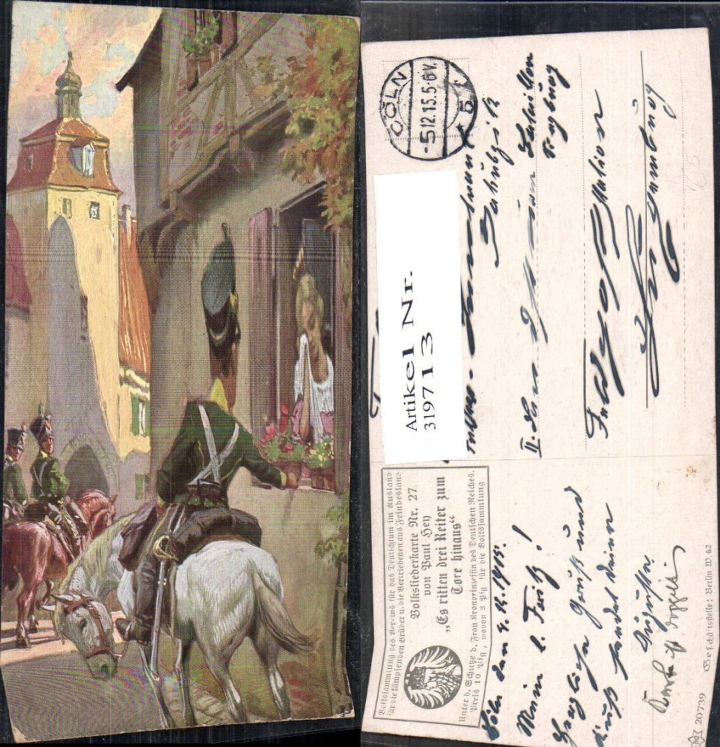 319713,Künstler Ak Paul Hey Volksliederkarte 27 Es ritten drei Reiter zum Tore hinaus VDA