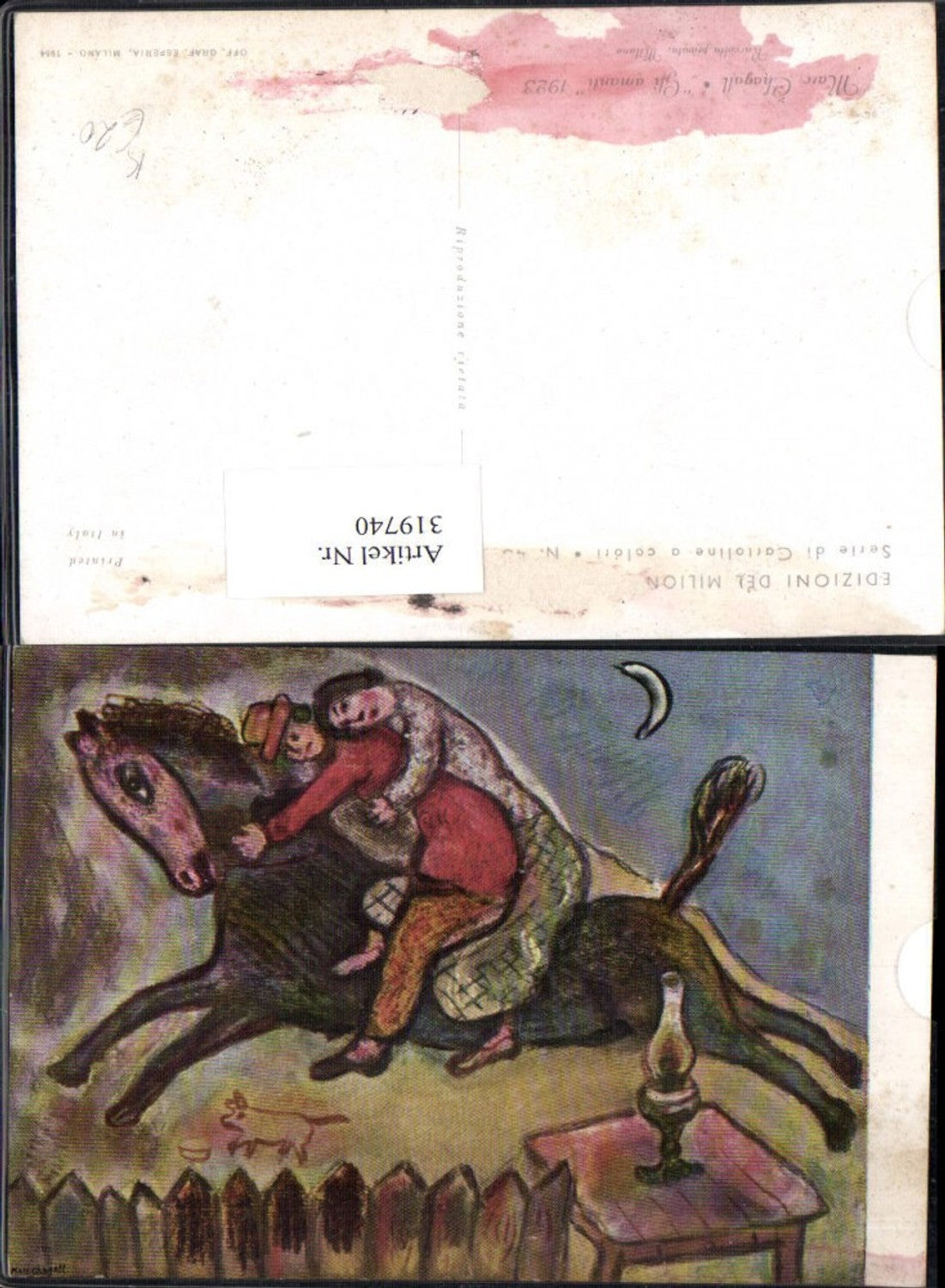 319740,Künstler Ak Marc Chagall Gli amanti Pferd