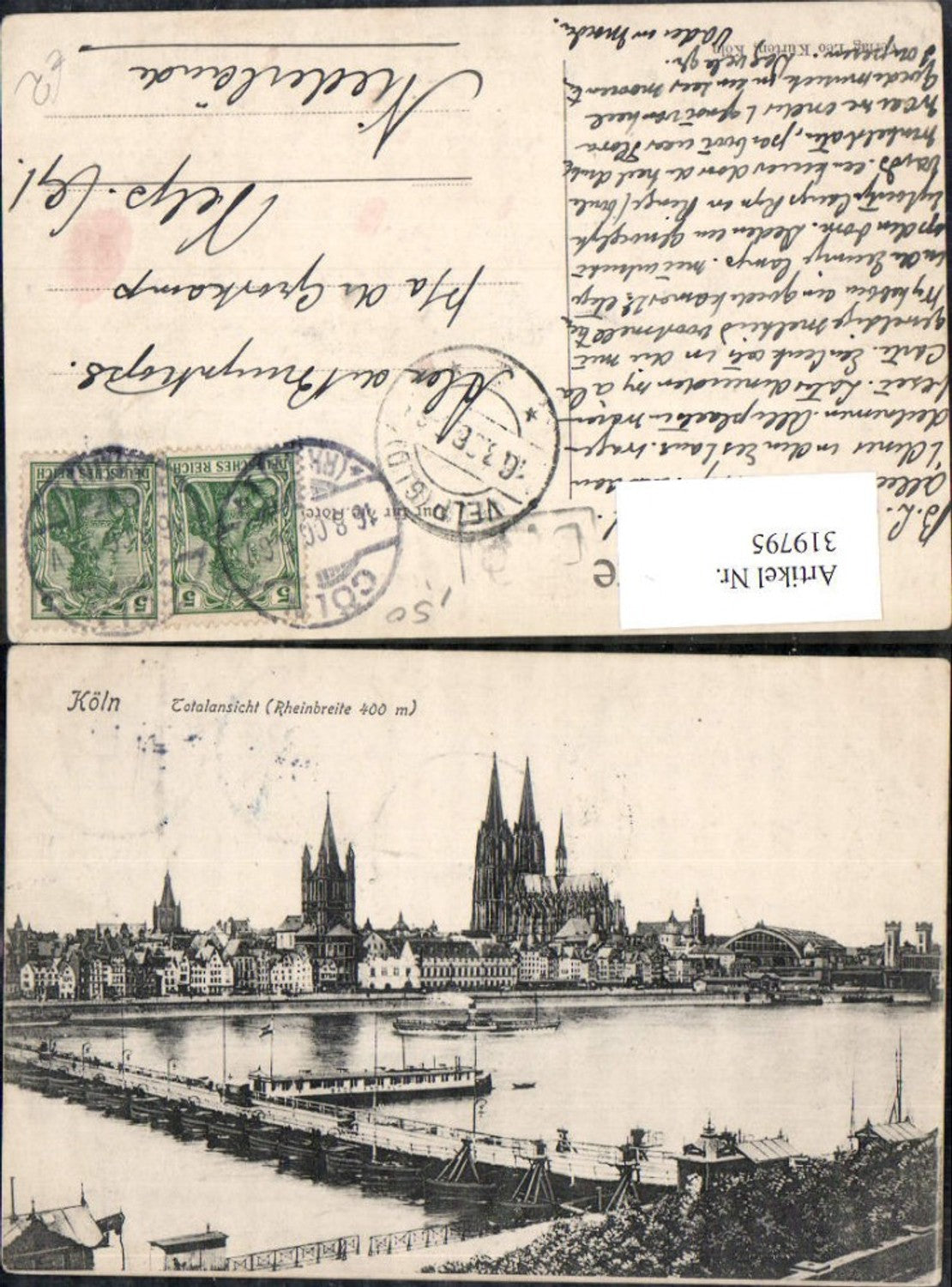 319795,Köln a. Rhein Totalansicht Brücke Dom Schiff Dampfer