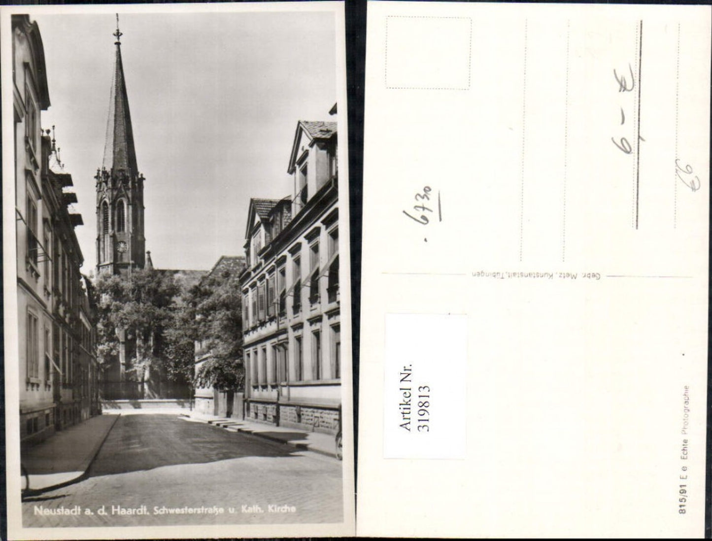 319813,Foto Ak Neustadt a. d. Haardt Schwesternstraße u. Kath. Kirche