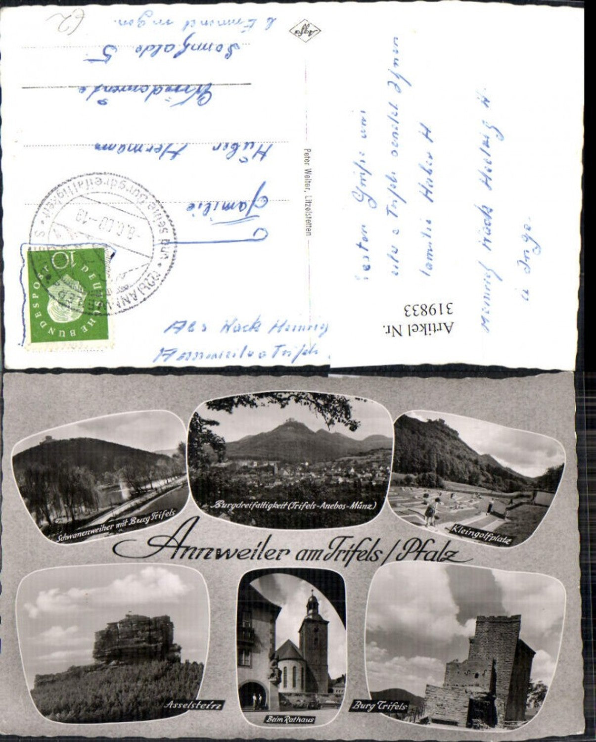 319833,Mehrbild Ak Annweiler am. Trifels Pfalz Rathaus Asselstein Burg Trifels