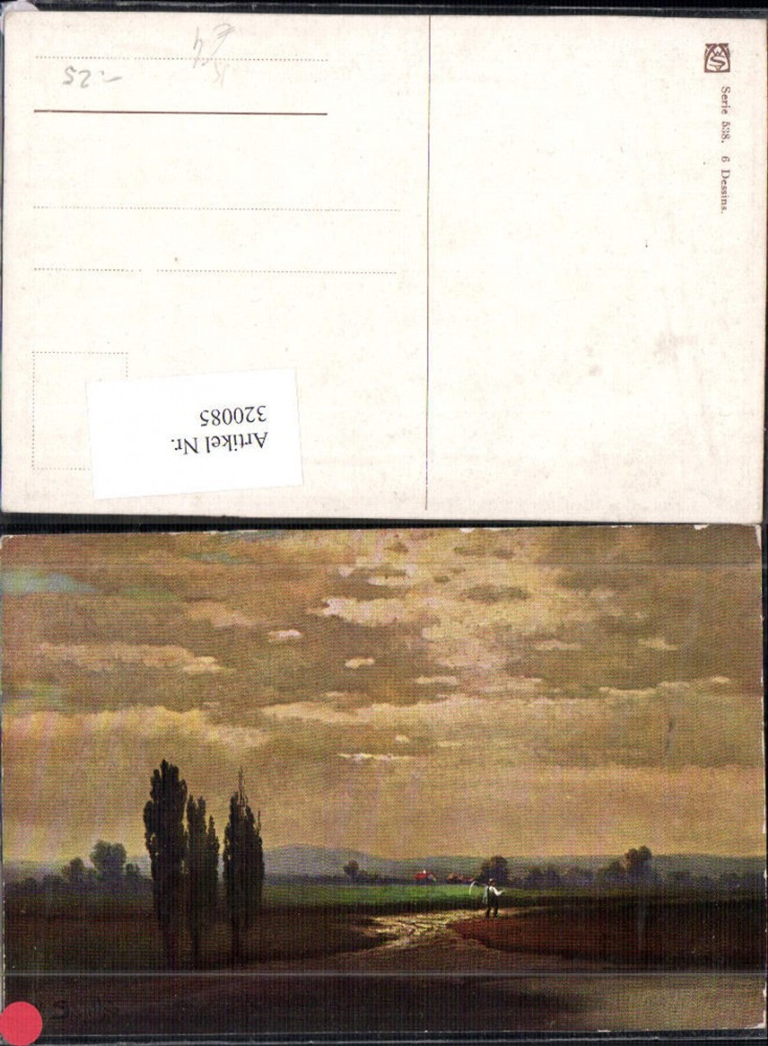 320085,Künstler Ak V. Santhö Santho Bauer a. Weg Sense Landschaft