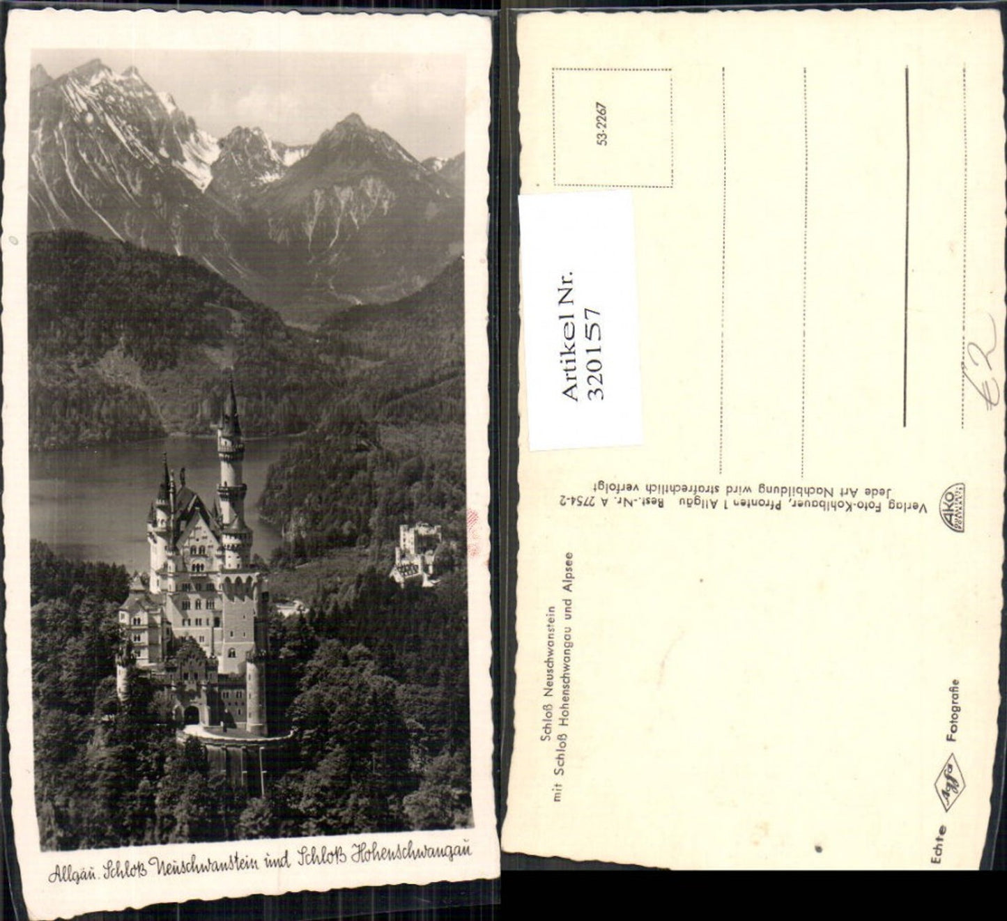 320157,Schloss Neuschwanstein m. Schloss Hohenschwangau u. Alpsee