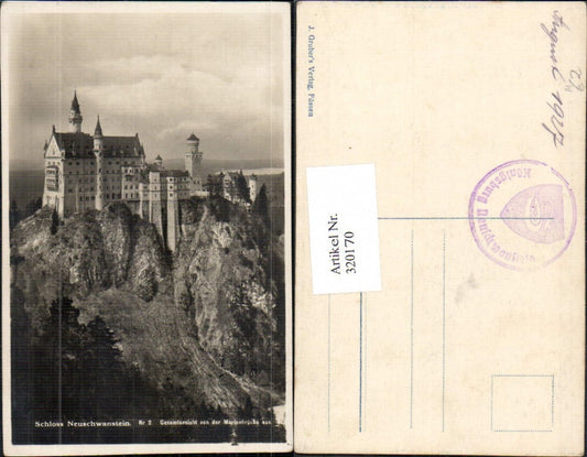 320170,Schloss Neuschwanstein Gesamtansicht v. d. Marienbrücke aus