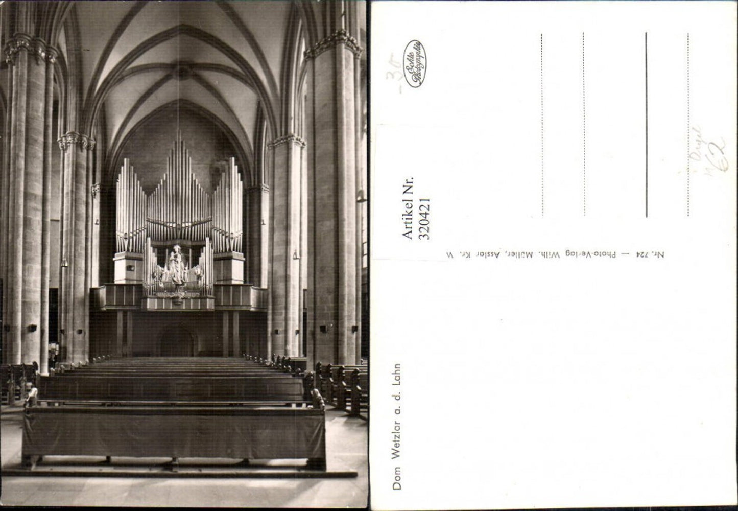 320421,Foto Ak Wetzlar a. d. Lahn Dom Kirche Innenansicht m. Orgel