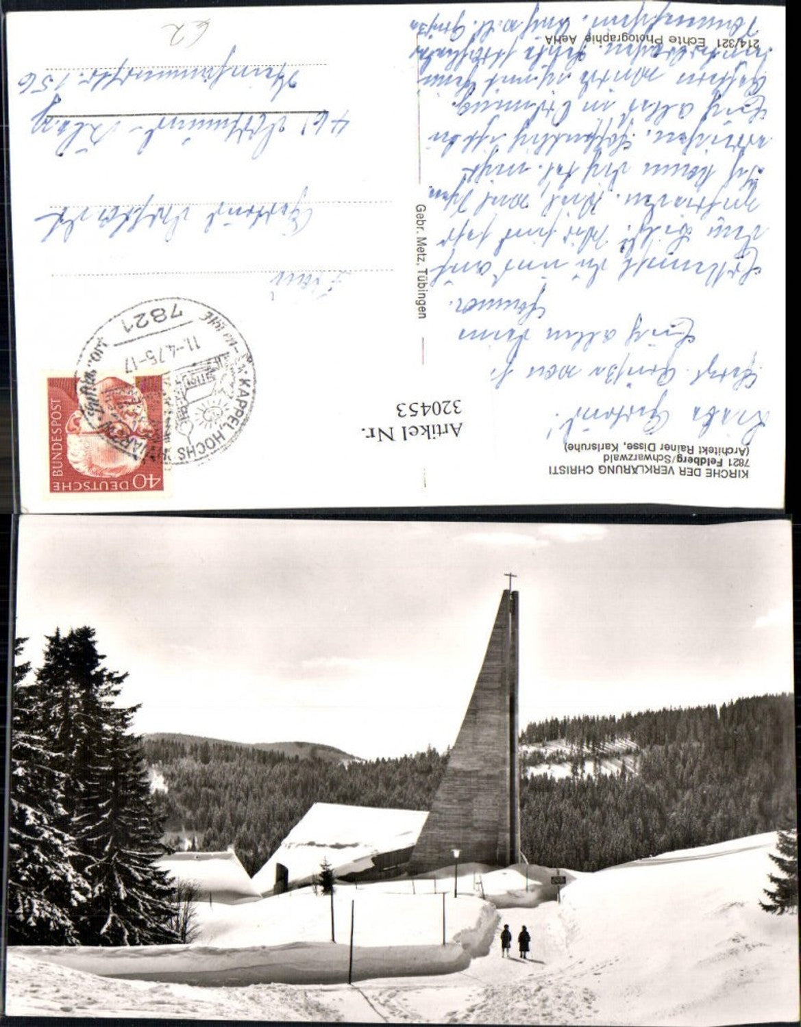 320453,Feldberg Schwarzwald Kirche d. Verklärung Christi Winteransicht 1975