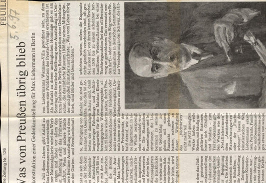 320499,Zeitungsausschnitt Max Liebermann Biographie Gedenkausstellung Berlin