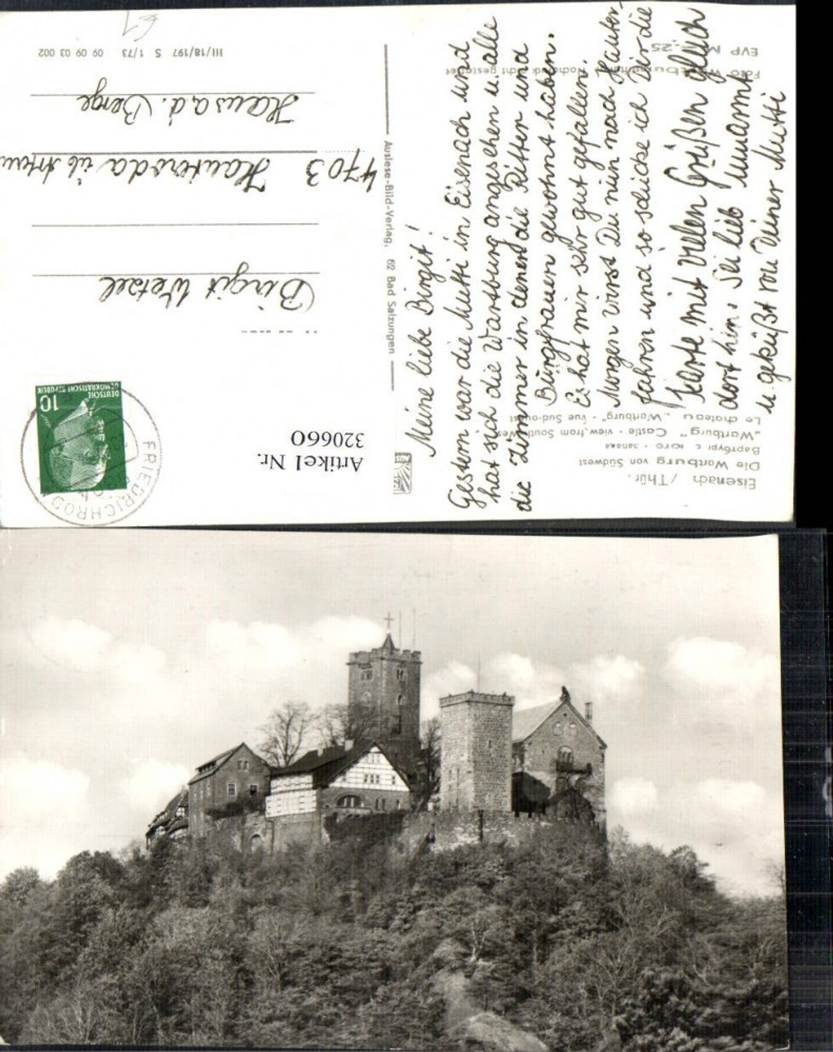 320660,Eisenach i. Thüringen Die Wartburg v. Südwest