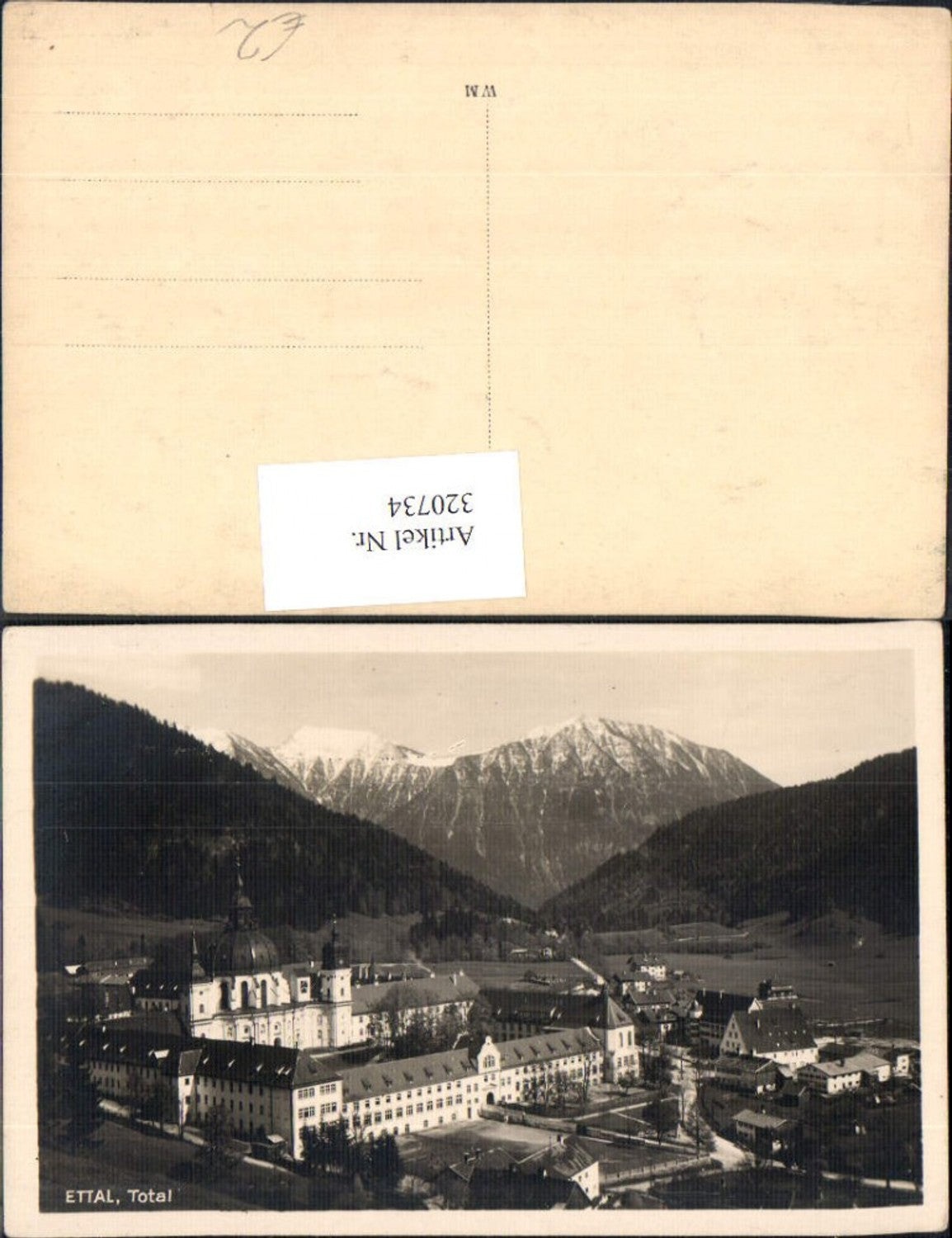 320734,Foto Ak Ettal Kloster Kirche Totale