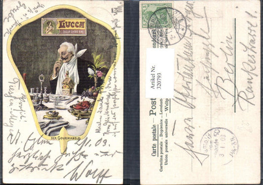 320793,Präge Künstler Ak Reklame Lucca Liqueur Extra Fine Der Gourmand