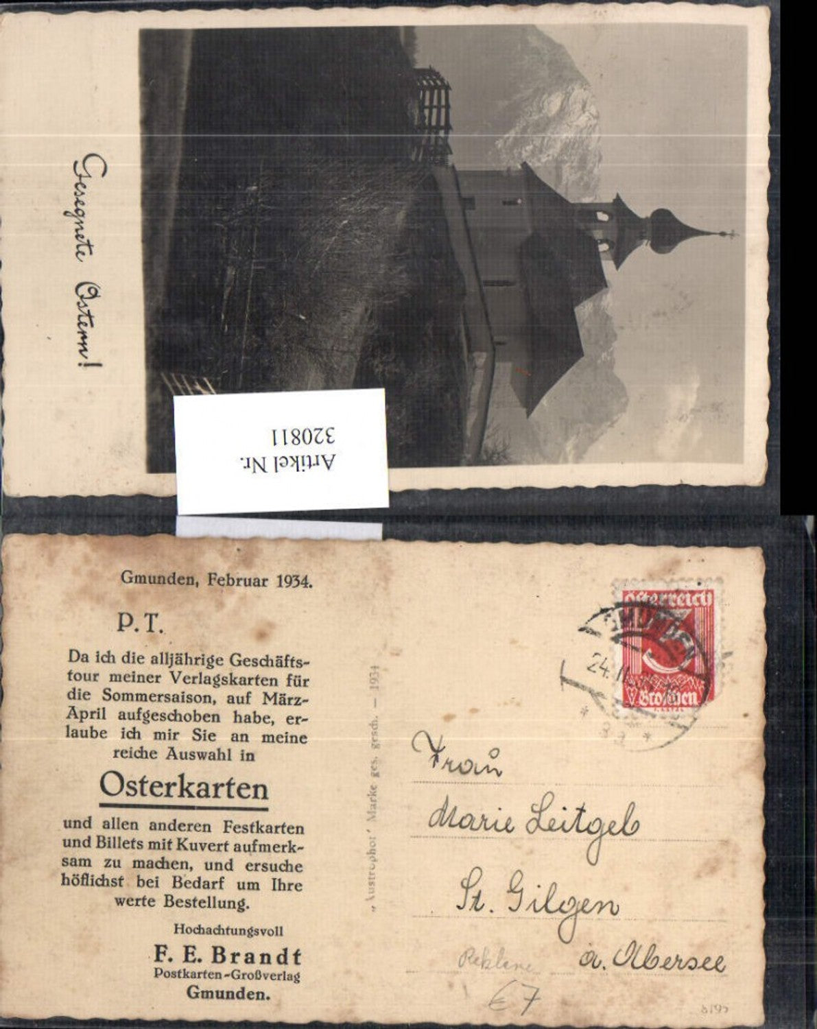 320811,Reklame F. E. Brandt Postkarten Großverlag Gmunden Osterkarten
