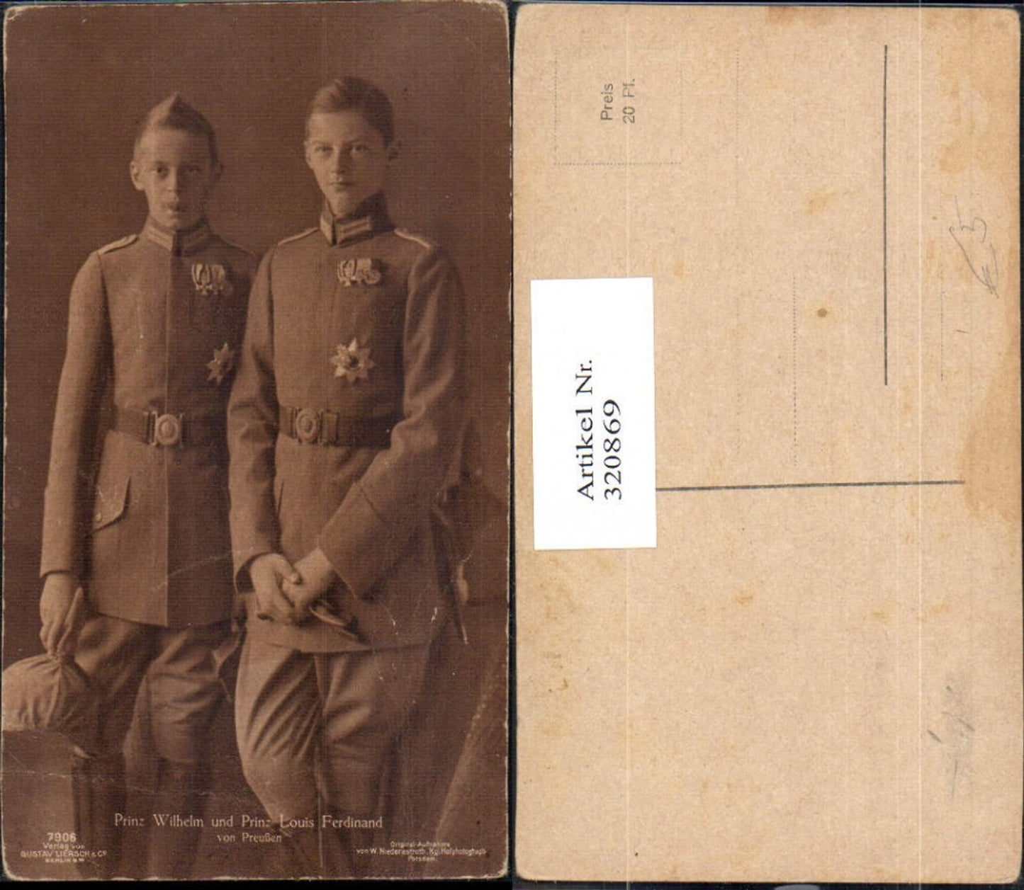 320869,Prinz Wilhelm u. Prinz Louis Ferdinand v. Preußen Portrait Uniform Adel Monarchie