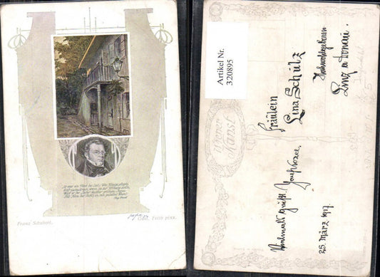 320895,Künstler Ak Gustav Feith Jugendstil Franz Schubert Komponist Haus Portrait pub B.K.W.I. 220/2