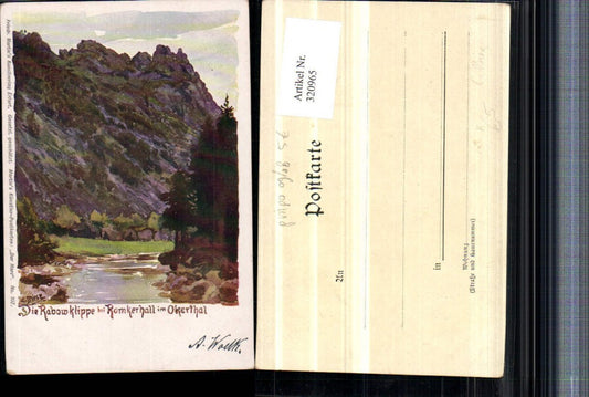 320965,Künstler AK C. Biese Die Rabowklippe b. Romkerhall im Okertal