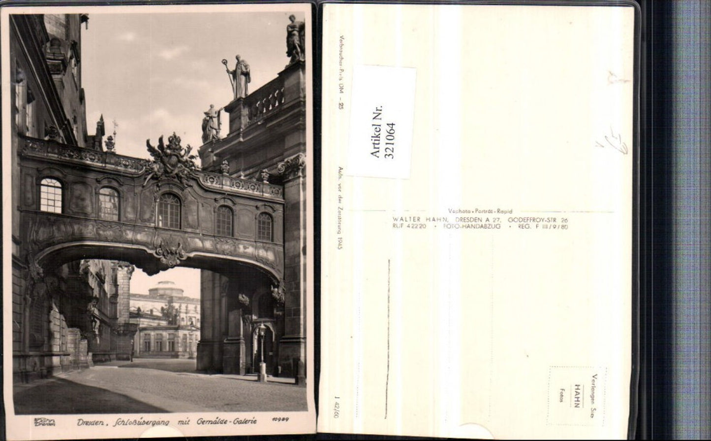 321064,Fotokunst Walter Hahn 10989 Dresden Schlossübergang m. Gemälde-Galerie