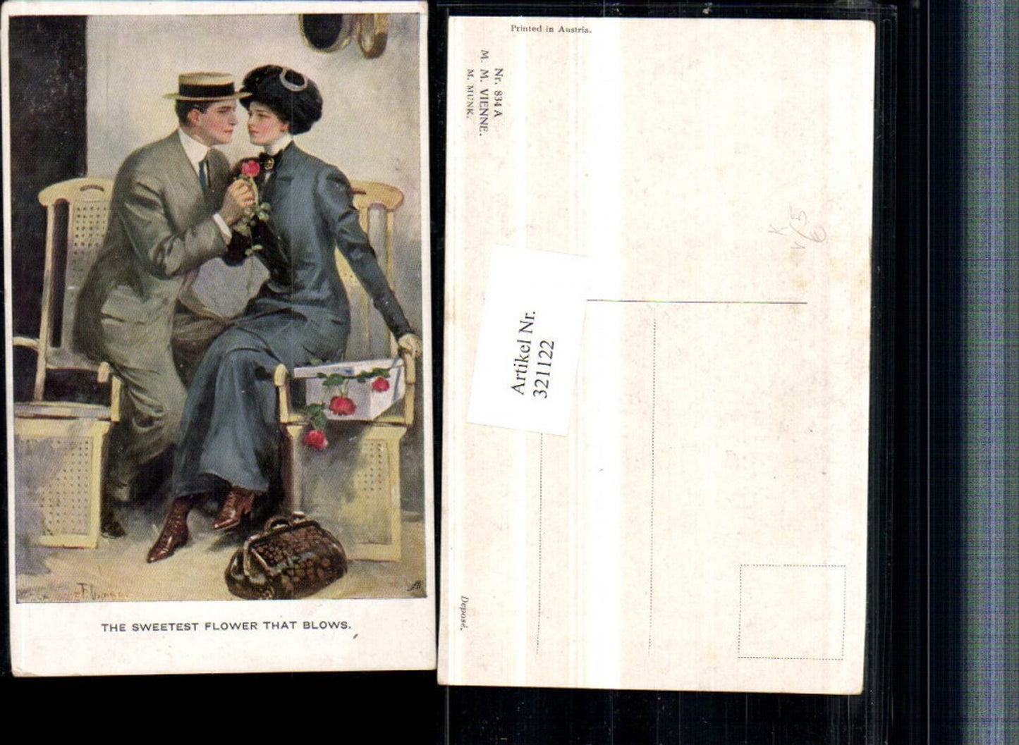 321122,M. Munk Vienne 834A Artist Clarnece F. Underwood The sweetes flower that blows pair