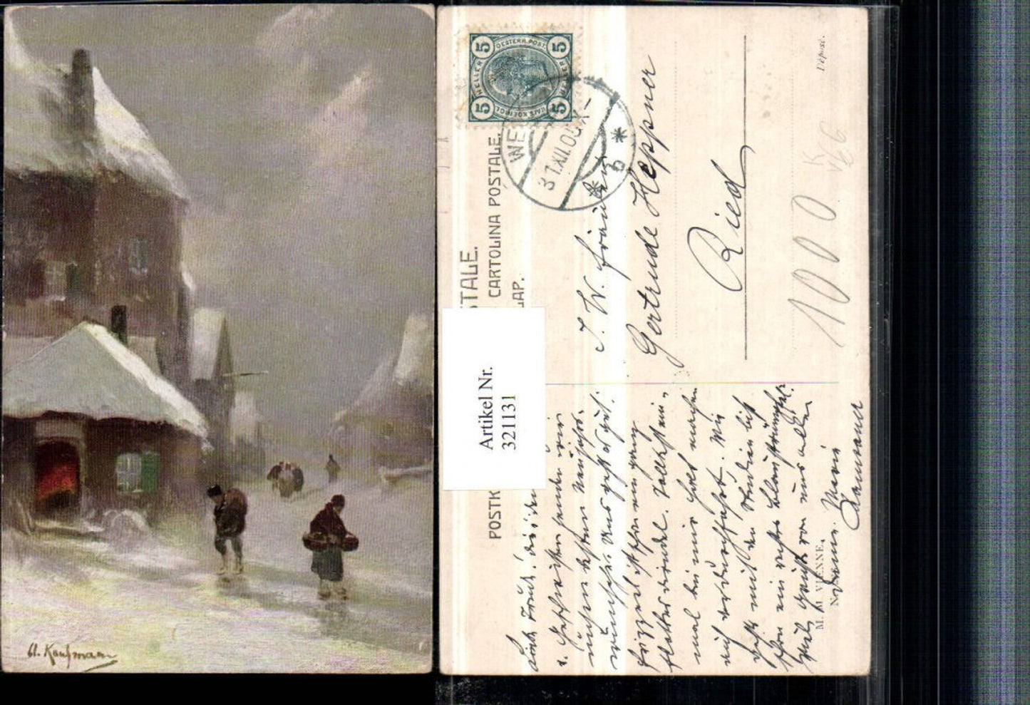 321131,M. Munk Vienne 286 Künstler A. Kaufmann Winterdorf Straßenansicht