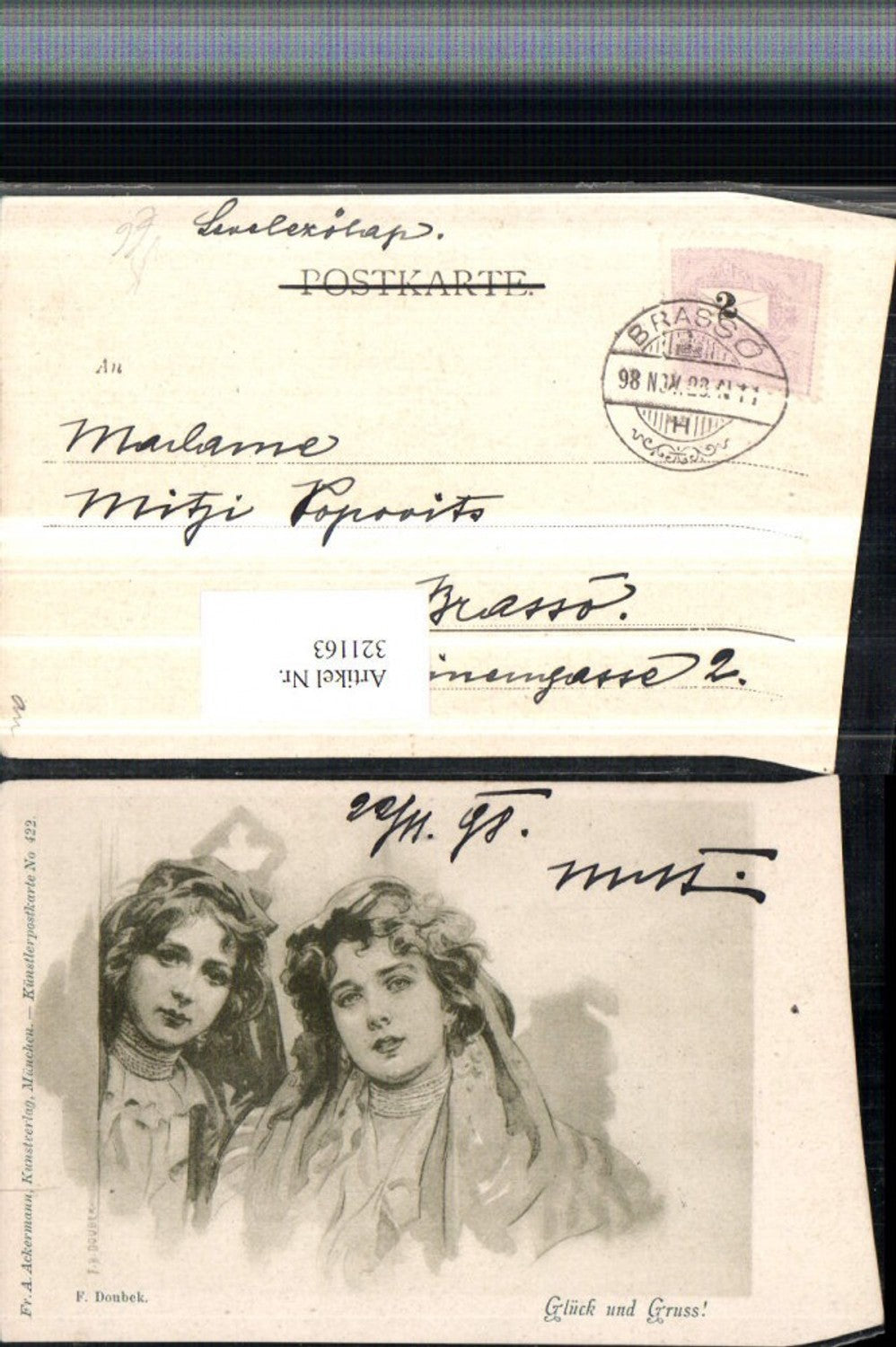321163,F. A. Ackermann 422 Künstler F. Doubek Frauen Portrait