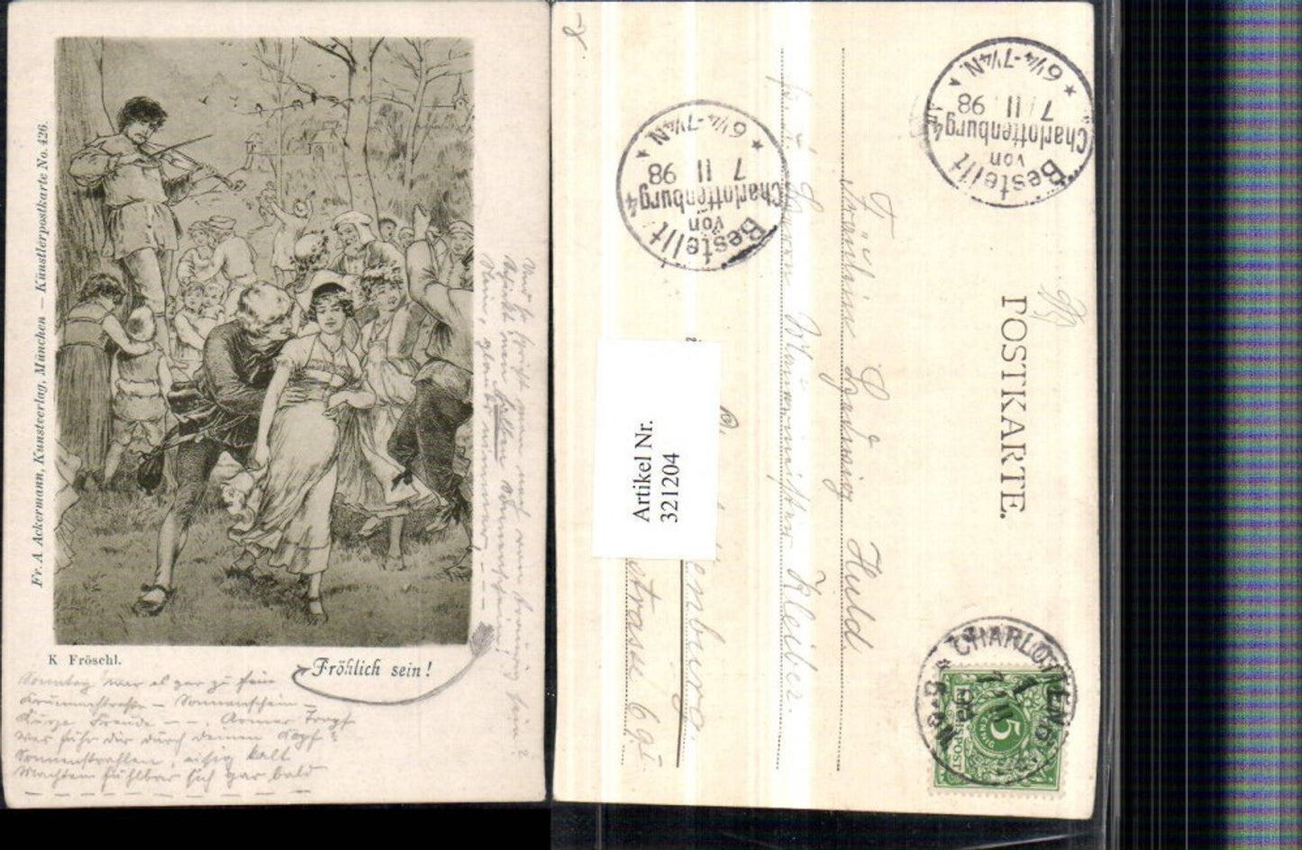 321204,F. A. Ackermann 426 Künstler K. Fröschl Fröhlich sein Personen Tanz Geiger